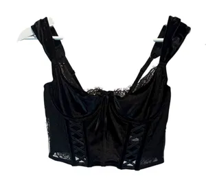 Victoria’s Secret Dream Angels Black Corset Bra Velvet Velour Small Black Goth thumbnail 1