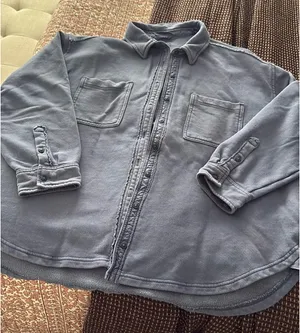 Aerie Blue Oversized Button-Up Top thumbnail 4