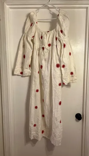 Free People White floral maxi dress with red flowers thumbnail 5