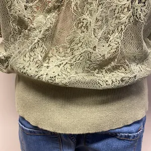 NWOT Fashion Green Sweater Lace Sheer Sleeves & Open Back Lace Design size XL thumbnail 8