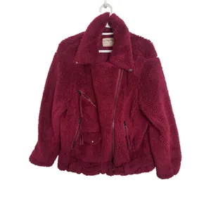 Free People We The Free So Cozy Slouch Moto Jacket Burgundy Oversized S thumbnail 2