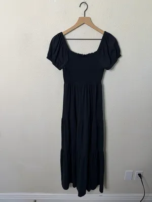 Anthropologie Daily Practice Tiered Black Maxi Dress Womens Size XS thumbnail 5