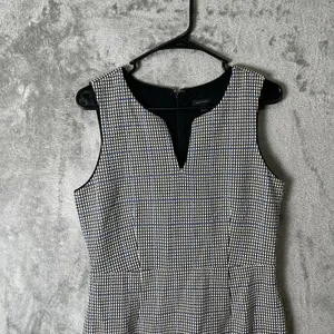 Ann Taylor Sleeveless Tweed Flare Dress‎ V Neck Size 6 Back Blue New thumbnail 6