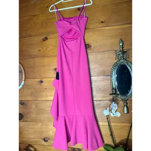 NWT Lulus Iveta Fuchsia Cutout Ruffled Sleeveless Midi Dress Gala Banquet Size M thumbnail 6