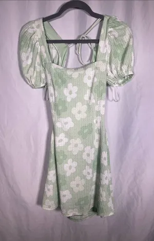 Sabo Skirt Womens Green Floral Backless Mini Dress 2/Xs thumbnail 1
