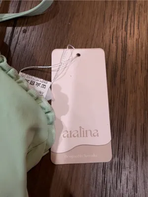 Aralina Mint Ruffle Trim workout bra Green Size M thumbnail 2