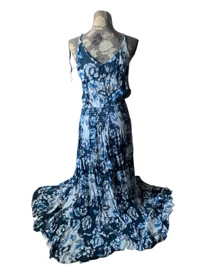 VICI Blue Floral Maxi Dress - Lightweight Spaghetti Strap thumbnail 4