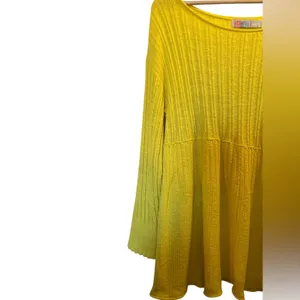 FREE PEOPLE BEACH Bright Yellow Oversized Cover Up Sweater Size Medium thumbnail 5