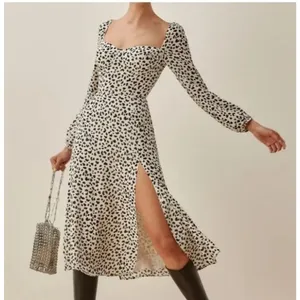 Reformation Shelby Dress Ocelot White Black Print Midi Slit Bustier Chic Size 0 thumbnail 1