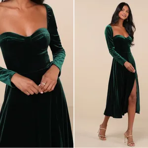 LULU's Prom Wedding Sexy Elegant Romantic Velvet Bustier Holidays Midi Dress thumbnail 2