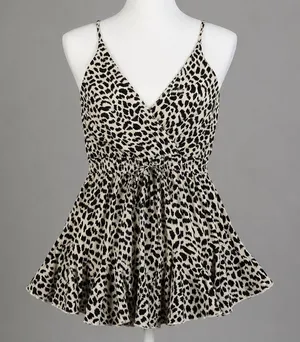 Vestique Womens Leopard Animal Print Romper‎ Black White V-Neck Small Boho Chic thumbnail 2