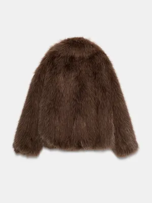 Nwt Zara Zw Collection Faux Fur Short Coat Size M thumbnail 9
