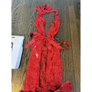 Mapale Bow Lace Babydoll Chemise & Thong Set Sz L/XL NWT thumbnail 7