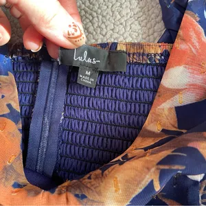 NWOT Lulus Stunning Favorite Navy Blue Floral Ruffled High-Low Maxi Dress thumbnail 5