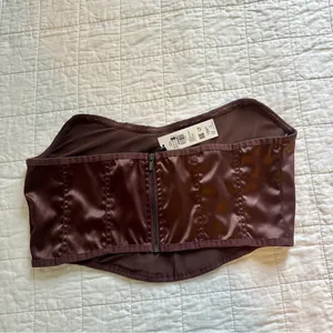 Garage Karina Satin Corset Crop Top Large NEW Borwn thumbnail 3