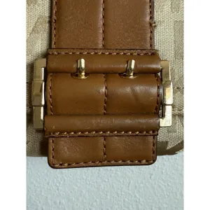 Michael Kors Small Signature Series Crossbody Tan Logo‎ Canvas Brown Leather thumbnail 4