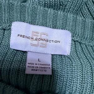 French Connection Olive Green Ribbed Military Sweater Dress Gold Button Mini L thumbnail 6