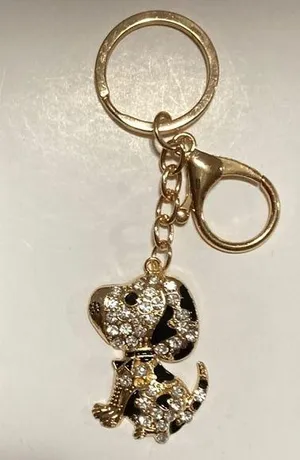 Gold and Black Puppy Keychain/Bag Charm with Crystals New Without Tags thumbnail 1