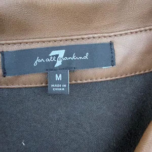 7 For All Mankind brown faux leather balloon sleeve button up front coat M #preppy #oldmoney #professor #minimalist thumbnail 6