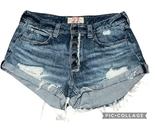 We The Free Button-Up Distressed Denim Shorts thumbnail 1