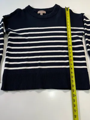 Philosophy Navy and White Striped Crewneck Sweater Size Medium thumbnail 3