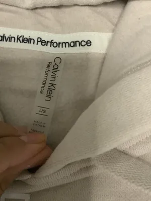 Calvin Klein Performance Hoodie Womens Pullover Beige Logo Zip Pocket Drawstring thumbnail 2