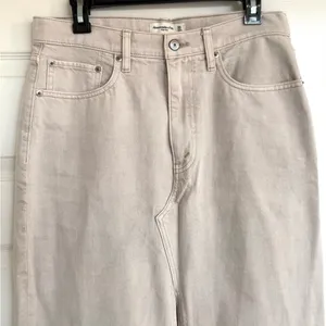 Abercrombie & Fitch High Waist Denim Jean Midi Skirt 10 Tall Gray‎ thumbnail 3
