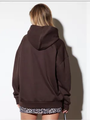 Pacsun Women's Sz Large Pacific Sunwear LA Texture Hoodie Chocolate Brown Cotton thumbnail 2