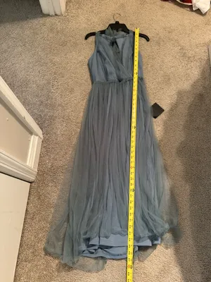 Lulus Elegant Ambiance Slate Blue Tulle A-Line Midi Dress Size Medium thumbnail 10
