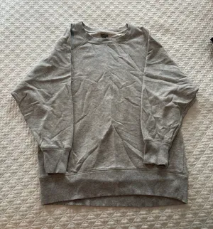 Aerie light grey oversized crewneck sweatshirt thumbnail 1