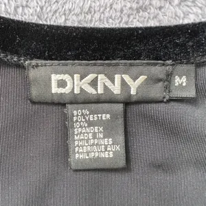 DKNY Velvet Button‎ Front Dress Black Long Sleeve Knee Length Minimalist Medium thumbnail 3