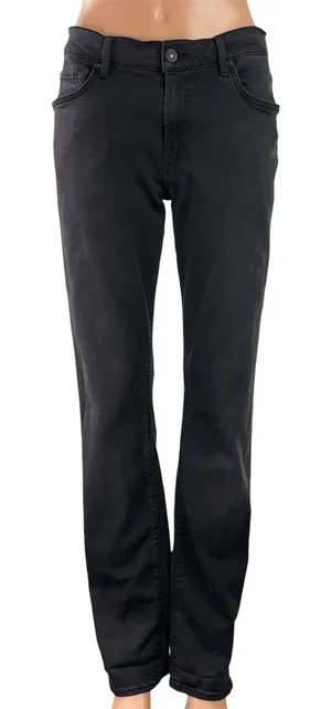 7 For All Mankind Women's Black High Waisted Straight Leg Denim Jeans Size 30 thumbnail 1