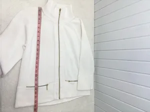 Ralph Lauren white Cotton‎ Zip-Front Knit Sweater Jacket / Gold zipper Size L thumbnail 7