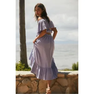 Free People Lynne Midi Dress in Lavender Luster Periwinkle Small NWT Beach Boho thumbnail 4