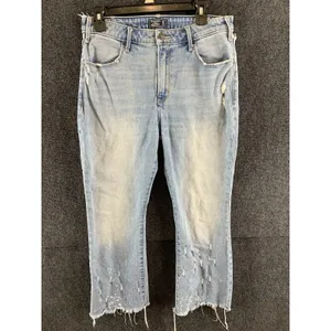 Abercrombie & Fitch Simone High Rise Ankle Flare Jeans Distressed Paint Splatter thumbnail 2