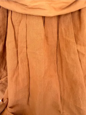 X Anthropologie heavy Linen Puff-Sleeve Midi Dress in Rust Brown thumbnail 5