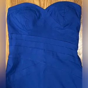 Windsor Blue Strapless Bandage Weave Bandeau Bodycon Lined Mini Dress Size‎ 9 thumbnail 2