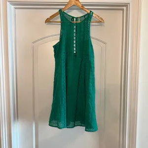 Free People‎ Green Lace Eyelet Cutout Fit Flare Mini Dress Women's Size 8 NWOT thumbnail 5
