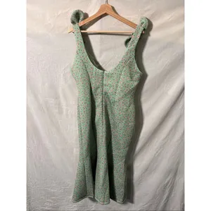ASOS Mint Green Floral Midi Dress US 12 Tie Strap Scuba Cottagecore NWT thumbnail 3