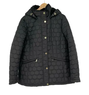 Laundry by‎ Shelli Segal Black Puffer Jacket Removable Hood Trim Women’s XL thumbnail 1