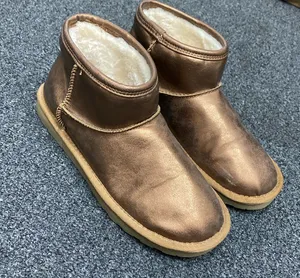 Arizona Jeans bronze brown foil mini ugg boots ankle shearling lined 7.5 thumbnail 1