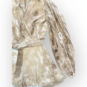 The Sang Pleated Brown Cream Short‎ Romper Size L thumbnail 5