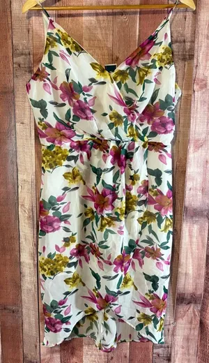 Love Tree White And Purple Floral Dress‎ Size Large thumbnail 1