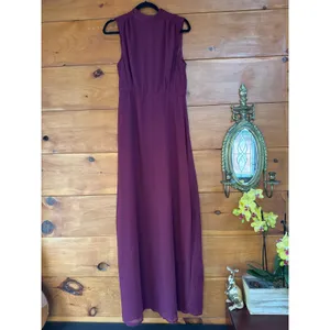 NWT Lulus Classic Elegance Plum Chiffon Sleeveless Mock Neck Maxi Dress Size S thumbnail 3