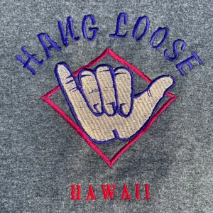Gildan Embroidered Hang Loose Hawaii Grey T-shirt thumbnail 3