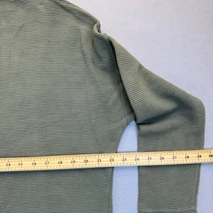 Varley Olive Green Ribbed Mock Neck‎ Pullover Sweatshirt Size L Cotton Portugal thumbnail 3