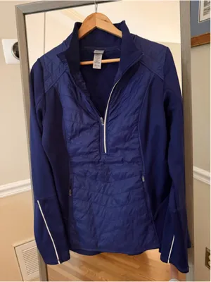 Champion Women's Duo Dry Quilted Jacket Blue White Large thumbnail 2