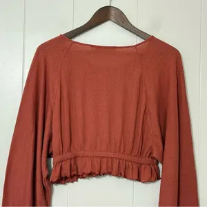Free People Beach 2 Piece Lounge Set Small Terracotta Ribbed Crop Top Mini Skirt thumbnail 9