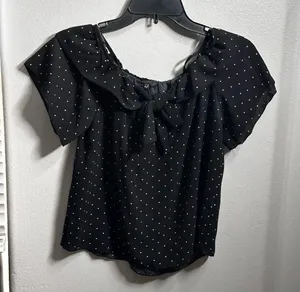 Papaya Women‎ Black Polka Dot Off Shoulder Blouse Size Small. thumbnail 1