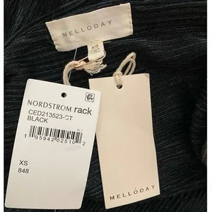 Melloday Black Metallic Plisse Tiered Maxi Dress Sleeveless V-Neck XS‎ New thumbnail 4